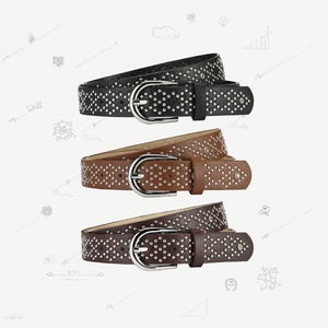 Cinturones Vaqueros Casuales para Hombre al por Mayor, Estilo Punk Rock con Tachuelas Brillantes, Remaches Turquesa Retro, Hebilla de Aleación, Ancho Ajustable, PU - Product Image 3