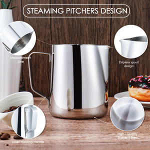 Logo personnalisé Barista Latte Art pot à lait mousseur à café 350ml 600ml argent acier inoxydable expresso moussant <span class=keywords><strong>pichet</strong></span> à lait - Product Image 5