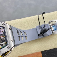 Montre automatique de luxe style RM11-03, chronographe squelette flyback, boîtier en titane et carbone tonneau, bracelet en caoutchouc, montre de sport pour homme