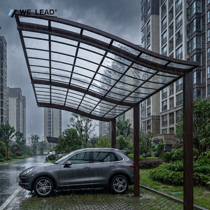 WE LEAD Carport moderne en aluminium avec toit en arche, structure en aluminium thermolaqué, pour un seul véhicule, imperméable, structure extérieure - Product Image 2