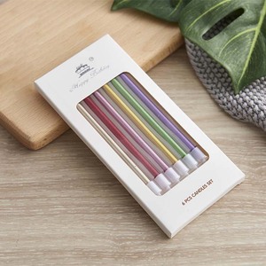 Velas de aniversário, 6 pçs/set altas e finas douradas e prateadas bolo de aniversário para decoração de festa de aniversário - Product Image 3