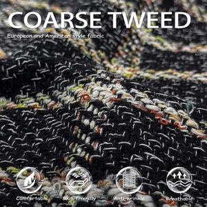 Le motif à carreaux colorés est fait d'un <span class=keywords><strong>tissu</strong></span> en tweed grossier mélangé à de la <span class=keywords><strong>laine</strong></span> et des fibres de polyester et convient aux vêtements d'extérieur - Product Image 3