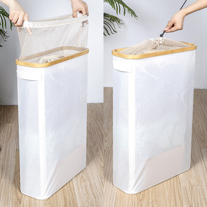 Collapsible Laundry <b>Basket</b> Rectangle Canvas Foldable <b>Storage</b> Organizer For Household Clothes With Lid - Product Image 2