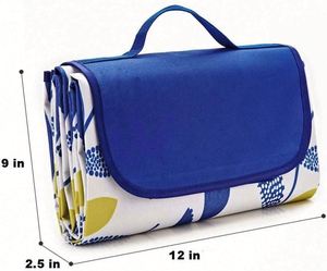 Green Foldable Picnic Camping <b>Blanket</b> Lightweight Durable Sand Proof Wipeable Waterproof Polyester PVC <b>Beach</b> Mat Tote Outdoor - Product Image 3