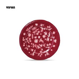 Service de table en porcelaine fine rouge jujube, motif floral délicat, idéal pour mariages à thème champêtre / hôtels / restaurants / fêtes - Product Image 6