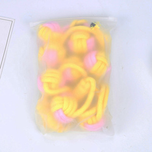 Pet Rope Toy Set Yellow Pink Cotton Teething Dog Chew Toy Ball Manual Simple Style Teeth Cleaning Cangnan Origin - Product Image 3