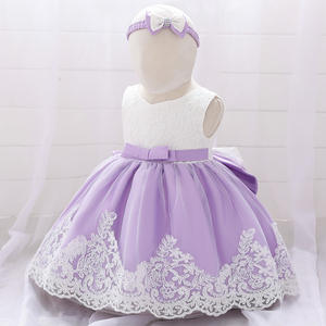 Robe de fête princesse pour bébé fille nouveau-née 2026, 1er anniversaire, color block, dentelle et nœud - Product Image 2