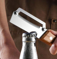 Premium groenteschiller met houten handvat en flesopener, roestvrijstalen keukengereedschap voor fruit, aardappel, pompoen, papaja