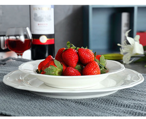 <span class=keywords><strong>Assiette</strong></span> Ovale de Dîner en Porcelaine Motif Dentelle Moderne <span class=keywords><strong>Blanche</strong></span>, Idéale pour <span class=keywords><strong>Steak</strong></span>, Salade, Dessert et Fruits, Usage Professionnel en Restaurant - Product Image 3