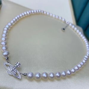 Collier Empress Dowager de la série Saturne, style tendance avec des perles de 8 à 9 mm, légèrement proches de l'parfait - Product Image 1