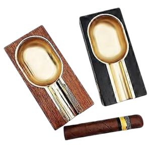 Cendrier de luxe en métal avec 3 emplacements pour cigares et cigarettes, design gravé, décoratif de table, anti-vent et anti-éclaboussures - Product Image 3