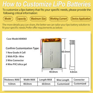 도매 공장 직판 맞춤형 3.7v 리튬 이온 배터리 팩 101921 1000mAh 500mAh 330mAh 옵션, 악기용 - Product Image 2