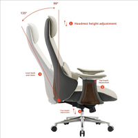 Chaise de bureau de luxe italienne en cuir, chaise de bureau ergonomique moderne pour cadres, base en aluminium confortable