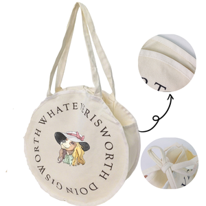 תיק בד עגול ידידותי לסביבה 16 אונקיות, תיק בד עגול ועמיד, ניתן להתאמה אישית בצבע ובעיצוב, תיק קניות - Product Image 1