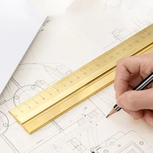 30/50/100CM Brass Solid Ruler Scale Engineering Line Ruler