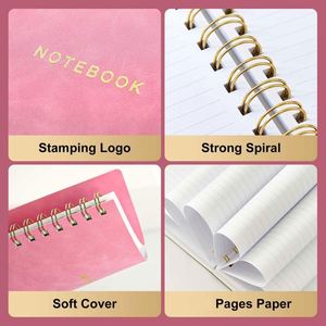 Carnet à spirales relié en cuir de qualité supérieure, journal personnalisé, format A5, agenda élégant en cuir avec dorure/silure dorée personnalisée, 100 feuilles - Product Image 3