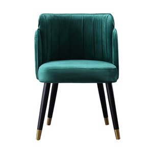 Chaise de salle à manger rembourrée moderne en velours sarcelle de luxe avec pieds dorés pour le salon - Product Image 4