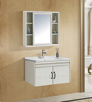 2024 Moderne Style Européen En Acier Au Carbone Salle De Bains Vanité Cabinet En Acier Inoxydable Charnière Comprend Miroir Option Économique Hôtels