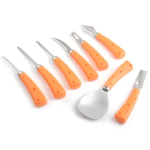 8pcs 세트 할로윈 호박 모델링 도구 조각 나이프 과일 야채 나이프 세트 조각 도구 키트 주방 액세서리