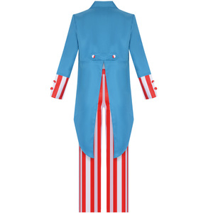 Ensemble de costume de cosplay Uncle Sam tendance, pantalon rayé rouge, blanc et bleu, veste, chemise, tenue pour la fête de l'Indépendance, Halloween - Product Image 3