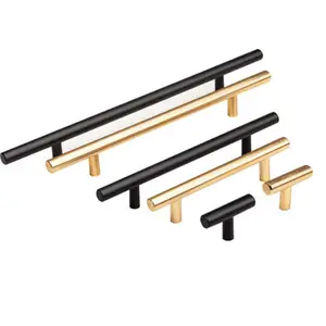 Modern Matt Black Aluminum Profile T bar Customized Size Furniture Hardware Pulls Handles And Knob