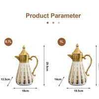 Rendez chaque réunion royale avec ce thermos à café Dallah à double paroi en acier inoxydable doré et verre rose, maintien au chaud 12h+, prêt à offrir, ensemble Ramadan