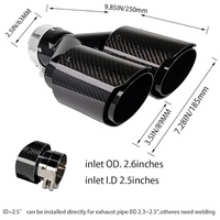 Embouts d'échappement universels pour voiture, double sortie 3,5 pouces, en fibre de carbone, finition brûlée