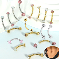 Anneau de nombril en acier inoxydable 14G avec piercing de nombril en zircon de 8/10mm pour mariage ou cadeau, 1 pièce