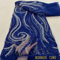 Tissu en dentelle écologique avec des paillettes et des perles brodées, tissu en maille pour robes de mariée et vêtements de fête