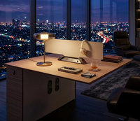 Poste de travail de bureau moderne à deux places avec long rangement, plateau de 9 mm, hauteur réglable, verrouillage par mot de passe, bureau de direction en panneau E1