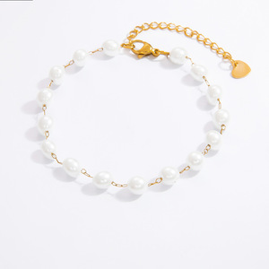 Faux Pearl Bracelet For Women AA Grade <b>Titanium</b> Steel <b>Chain</b> Jewelry Everyday Wear Fashionable Handmade DIY Accessory - Product Image 5