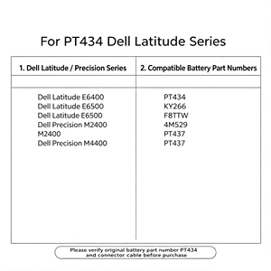Batterie Li-ion PT434 11.1V 4000mAh pour <span class=keywords><strong>Dell</strong></span> Latitude E6400 E6410 E6500 Precision M2400 M4400 <span class=keywords><strong>M6500</strong></span> KY265 NM633 W0X4F, vente en gros - Product Image 5