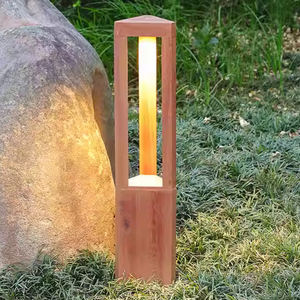 Lampe de jardin en <span class=keywords><strong>bois</strong></span> pour allée, éclairage paysager, décoration, lampadaire de jardin, lumière de pelouse, lanterne colonne en béton - Product Image 4