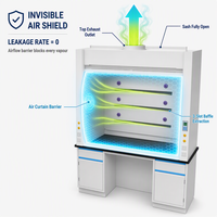 Hotte de laboratoire en acier en gros, anti-corrosion, revêtement époxy, extracteur de fumées de paillasse avec armoire de rangement pour laboratoire de chimie