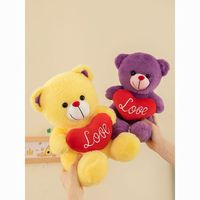 Adorable Ours en Peluche en Forme de Cœur, Doudou Apaisant pour Enfants, Jouet Doux et Moelleux, Ornement, Cadeau d'Anniversaire, Super Coton PP