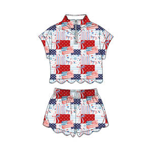 Conjunto Infantil GSSO3599 Personalizado con Estampado del 4 de Julio para Niña, Ropa Casual de Manga Corta, Venta al Por Mayor - Product Image 1