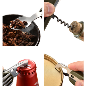 Ensemble de vaisselle pliable en acier inoxydable pour l'extérieur, ustensiles de camping multi-usages, équipement de pique-nique réutilisable, kit de vaisselle de voyage - Product Image 3