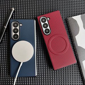 Premium Fashion Ultra Slim Magnétique Pliant PU Étui En Cuir Armid Fibre Texture Téléphone Cas pour Samsung Galaxy Z Fold 7 6 5 - Product Image 1