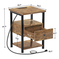 Ensemble de 2 tables de chevet avec station de charge, table d'appoint, table de chevet avec port USB, moderne, écologique, multifonction, tiroirs de rangement
