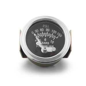 Manomètre de pression d'huile mécanique de 52 mm (2 pouces) 0-150 PSI/0-10 bar, composants en acier inoxydable, laiton et plastique, réglage manuel, alarme - Product Image 4