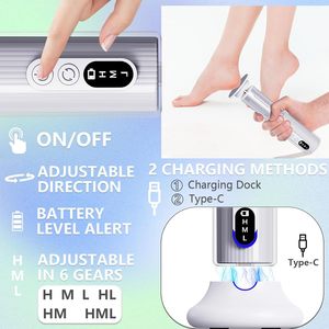 Lime électrique pour les pieds, éliminateur de callosités, outil de pédicure pour les talons et les jambes, élimine les peaux mortes, avec papier abrasif de rechange - Product Image 6