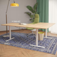 Cadre de bureau électrique réglable en hauteur en forme de L, trois moteurs, pieds de table en fer, usage commercial