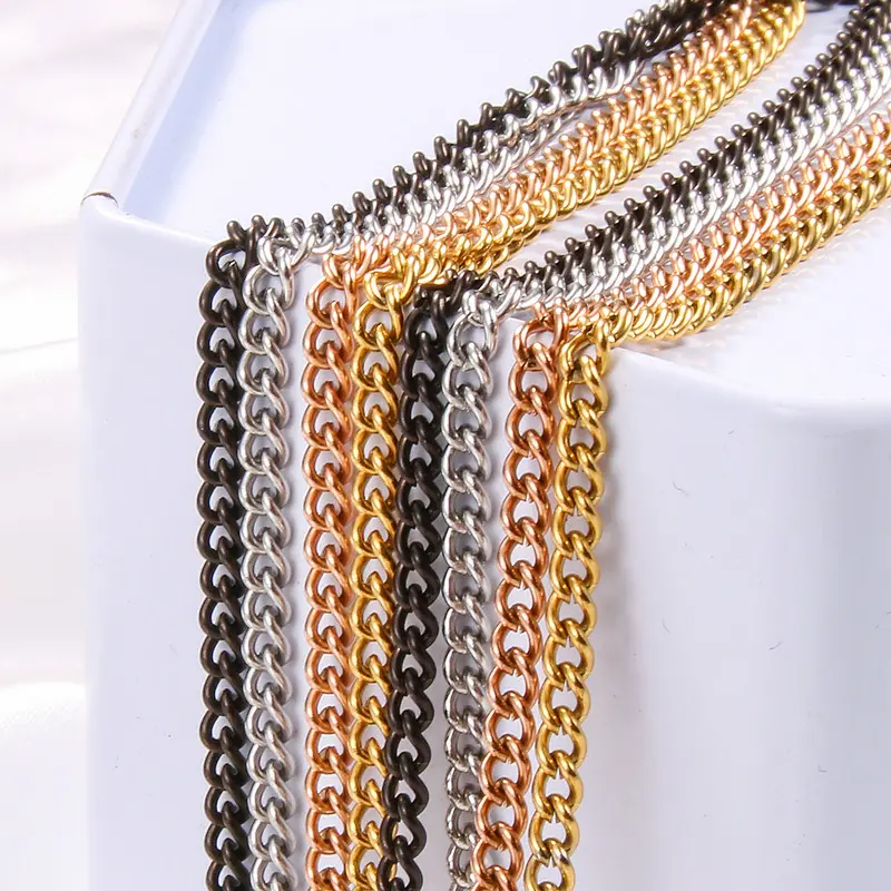 2.2mm Vacuum 18k Gold Plated Miami Cuban Chain Necklace Stainless Steel Curb Link Waist Body Silver Chains Jewelry For Men Women