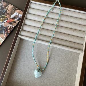 Collar de Cuentas Coloridas para Mujer, Joyería de Verano, Gargantilla con Colgante de Corazón Facetado en Color Caramelo, Regalo de Cumpleaños para Chicas - Product Image 5