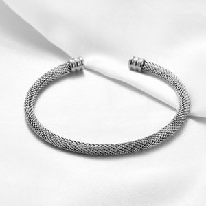 Bracelet ouvert en fil d'acier inoxydable 5 mm, bijoux pour femmes, cadeau, forme ronde, couleur argent or, origine Yiwu SU1275 - Product Image 4
