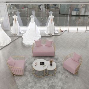 Sillón de Salón Estilo Nórdico Rosa, Sofá Pequeño para Tienda de Ropa, Estilo Simple y Moderno, Sillón de Metal para Descanso - Product Image 3