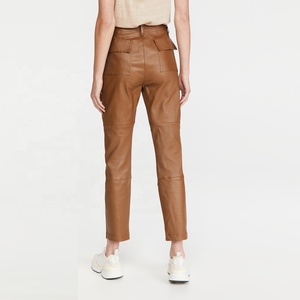 Wholesale PIHA SPORTS Custom Wet Look 100% Genuine Cowhide Leather Skinny Leggings Shaping Butt Push Trousers for Women Winter - Product Image 2
