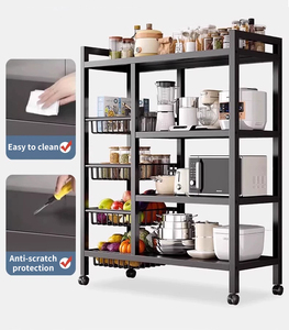 Estantes de cocina de metal para el hogar con ruedas, estante para frutas y verduras, estante de almacenamiento para horno microondas de cocina móvil multifuncional - Product Image 3