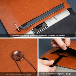 Large Capacity PU Leather <b>A4</b> <b>File</b> Bag Briefcase Buttons Personalized Business Office Storage Document Pouch Portfolio School Use - Product Image 5