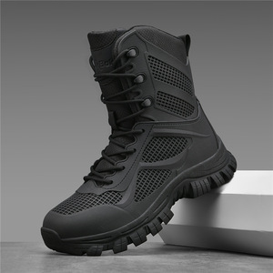 SFB81 Men Dark Green High Tactical <b>Boots</b> Breathable Mesh Non Slip Lug Sole Outdoor Combat <b>Hiking</b> Shoes Adventure Field Training - Product Image 2